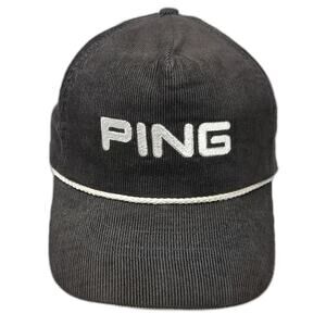 Ping 5 Panel Black Hat One Size Rope Corduroy Strapback Golf Embroidered USA